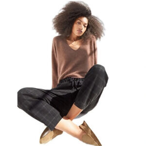 Aritzia Group by Babaton Jimmy Pants,  navy blue Fine Grid Plaid, extra small.